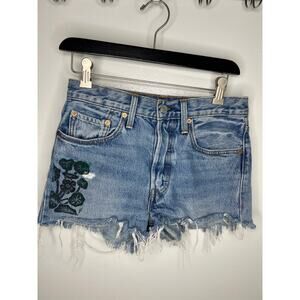 Levi's 501 S (Skinny) Women's Cut Off Denim Shorts Blue ~ Size 26